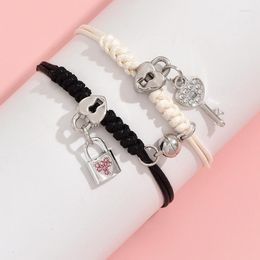 Charm Bracelets 2 Pcs Set Couple Creative Trendy Bracelet For Friend Key Lock Magnetic Love Wholesale & Drop Jewellery