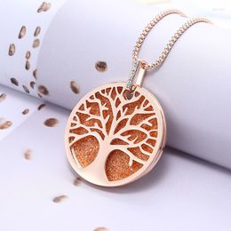 Pendant Necklaces 2023 Trendy Tree Of Life Necklace Leather Crystal Double Layer Big Charm Plant Fashion Jewellery For Women Gifts Wholesale