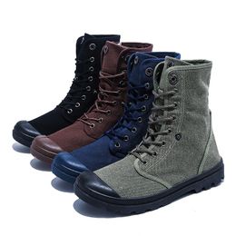 Men Casual Canvas Shoes Male High Top Sneakers Lace Up Fashion Trainers Military Tactical Ankle Boots Zapatos De Hombre