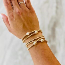 Strand KKBEAD High Quality Gold Plated Beads Bracelet For Women Stretch Bracelets Women's Jewellery Pulseras Femme