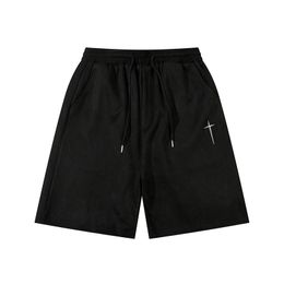 Men Suede Shorts Y2K Harajuku Embroidery Letter Baggy Shorts Streetwear Fashion Summer Casual Loose Short Pants Sweatpants