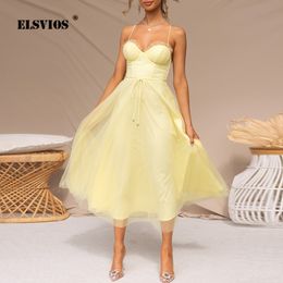 Casual Dresses Gaun kasual tali punggung terbuka seksi baru musim panas gaun pesta liburan Solid modis INS untuk wanita elegan kain kasa tanpa lengan Vestidos 230510