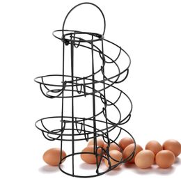 Organization Modern Iron Spiral Egg Holder Art Display Restaurant Basket Storage Rack Deluxe Spiraling Dispenser Basket Roller Rack 24 Eggs