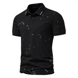 Men's Polos Men Spring Summer Print Sports Leisure Top Shirt Wicking Fashion Lapel Button Short Sleeves