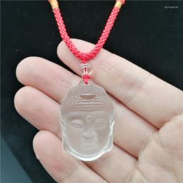 Pendant Necklaces 2023 Natural Crystal White Sakyamuni Genuine Buddha Head Hanging Fall Safe And Secure