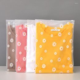 Storage Bags 10pcs 0.18mm Daisy Matte/Frosted Plastic Packaging Zipper T Shirt Swimwear Clothing