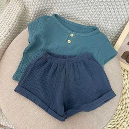 Clothing Sets Newborn Baby Girls Boys Outfit Set Summer Contracted Cotton Thin Breathable Suit Babies 2-piece Children's