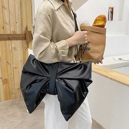 Shoulder Bags Big Bow Square Crossbody High quality Leather women Designer Handbags Female Capacity Travel Messenger 230426