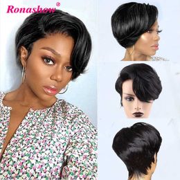 Hair Wigs Human Short Bob Pixie Cut Straight 13x1 t Part Transparent Lace for Women Preplucked Line 230510