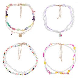 Choker Colourful Bohemia Natural Stone Pearl Pendants Seed Beads Necklace For Woman Beach Party Holiday Collar Jewellery