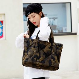 Storage Bags 3 Bags/set Quilted Women Shoulder Bag Large Camouflage Padded Tote Canvas Crossbody Bags for Women 2023 Soft Shopper Purses New P230510