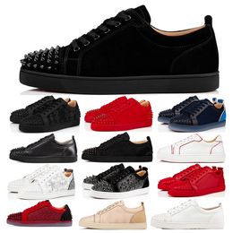 2024 Christain Loubotin Red Bottomlies Designer Shoes Men Women Loafers Rivets Low Studed Black Sude White Holes Sneakers Trainers Size 35-47 1WFR