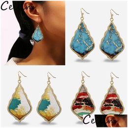 Charm Vintage Renaissance Oil Painting Leather Earring For Women Geometric Leaf Drop Earrings Hand Craft Boho Jewellery Deliver Dhgarden Dhkdu