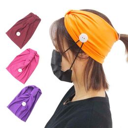 Scarves 2Pcs Turban-style Women Quick-drying Button Headband Sweatband Elastic Sport Yoga Running Hair Band