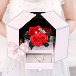 Gift Wrap Unfade Rose Flower Jewellery Box With Surprise 100 Languages I Love You Necklace Anniversary For Mother Girlfriend 20231