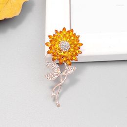 Brooches Sparkling Rhinestone Sunflower Brooch Pins For Women Crystal Flower Wedding Party Daily Clothing Suit Jewellery Accessories Gift