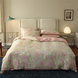 Bedding sets Svetanya Bohemian Pink Pastoral Flowers Egyptian Cotton Set Queen King Size Bedlinens Fitted sheet Duvet Cover 230510