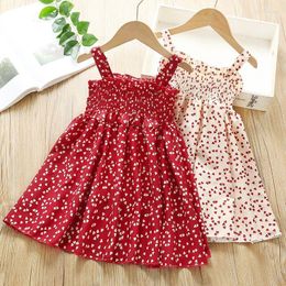Girl Dresses 2023 Summer Girls Polka Dot Printed Kids Sleeveless Pleated Princess Dress Children Casual Wear Clothes 1-6T