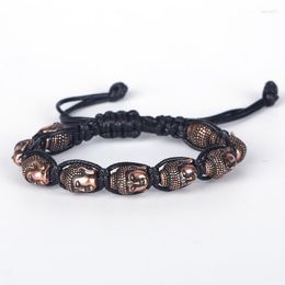 Charm Bracelets Dankaishi Top Quality Skull Bracelet Exquisite Black Rose Gold Colour Buddha Heads Vintage Accessories Gift For Men Party