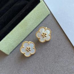 Lucky Spring earrings plum blossom Perlees couleurs cosmos earring Van Earrings Womens Fritillaria earstuds 18K Gold Mansion Elegant butterfly Valentine's gifts