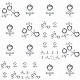 Clasps Hooks 200Sets/Lot Antique Sier Heart Ot Hook Bracelet Buckle 14X1M Good For Craft Making Drop Delivery Jewelry Findings Comp Dhutd