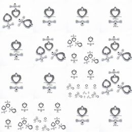 Clasps Hooks 200Sets/Lot Antique Sier Heart Ot Hook Bracelet Buckle 14X1M Good For Craft Making Drop Delivery Jewellery Findings Comp Dhutd