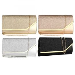 Evening Bags Sequined Envelope Clutch for Women 2023 Fashion Gold Purses and Handbags with Chain Shoulder Wedding Party Clutches 230427