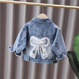 Jackets Autumn Girls Baby Denim Jacket Children's Casual Bow Top Coat Kids Girl Jeans Spring Clothes 2 4 6 7Y