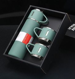 Water Bottles 304 Vacuum Stainless Steel Thermos Cup Set or Single Portable Sport Travel Handbag Gift Box Coffee Business 230510