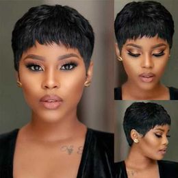 Hair Wigs Short Straight Human Natural Color Brazilian Remy Pixie Cut Cheap for Black Women 230510