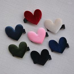 Hair Accessories 2/7pcs/Pack Boutique Velvet Love Shape Clip For Girls Cotton Filled Hairpins Kids Barrettes