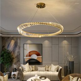 Pendant Lamps Postmodern Luxury Round K9 Crystal Led Lights Gold Big Living Room Hang Bedroom El Followers