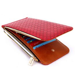 Wallets Long Knitting Pattern Women's Leather 18 Card Holders Ladies Purse With Cell Phone Pocket Clutch Bag Monederos