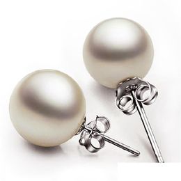 Stud Pearl Earring New Esign Sier Color Crystal Simluated Earrings For Women Girls Accessories Wholesale Drop Delivery Jewelr Dhgarden Dhldq