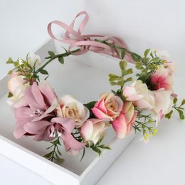 Decorative Flowers 1pc Adjustable Flower Headband Floral Garland Crown Halo Headpiece Boho With Ribbon Wedding Festival Party Po Props