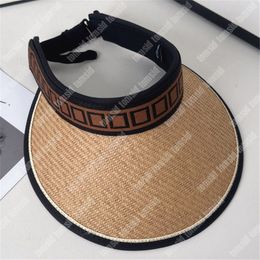 3 Colors Woman Luxury Visor Hat Designer Straw Hat Double Letters Grass Braid Summer Beach Hat Raffia Mens Caps Casquette Visors