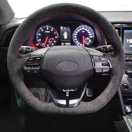 Steering Wheel Covers Hand-Stitched Black Suede Car Cover For Elantra 4 2023 Ioniq 2023-2023