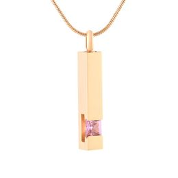 Pendant Necklaces CMJ9726 Golden Cube Multicolor High Grade Keepsake Birthstone Necklace Stainless Steel Memorial Cremation Jewellery