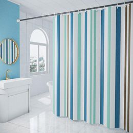 Shower Curtains Striped Bath Curtain Waterproof Thicken Mildew Free Bathtub Screens Household Bathroom Products