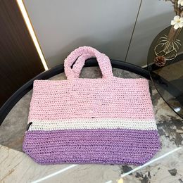 New Lafite Grass Beach Bags women Handbags Purse Classic Fashion Embroidered Letters Pure Hand Woven Bagss Straw Shopping Vacation Summer Woven Purses