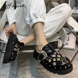 Slippers Women's Shoes Summer Punk Metal Rivet Charms Black Slip on Outdoor Platform Modern Slippers Casual Shoes for Female 2022 New Y23