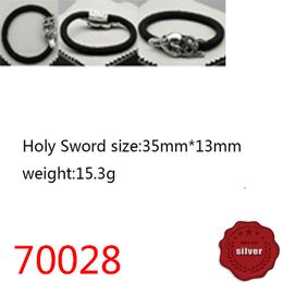 70028 Fashionable hair band s925 sterling silver holy sword heart-shaped black hair rope retro headband edge clip hand rope punk hair clip