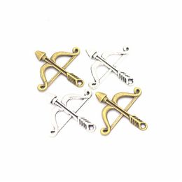 Charms 500Pcs/Lot 25X25Mm Bow And Arrow Pendant Jewellery Making Findings Vintage Style Drop Delivery Components Dh2U8