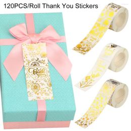 Gift Wrap 120PCS/Roll Thank You For Your Purcahse Stickers Gold Stamping Floral Sealing Labels Wrapping Package Decor Small Business