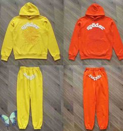 Men's Hoodies Sweatshirts Sp5der 555555 Spider Orange Sweatshirt Suit Young Thug Sweatpant Set Sunscreen design 63ess