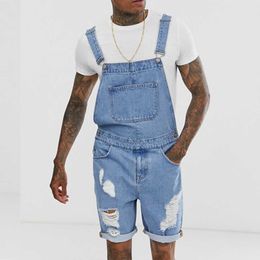 Men's Jeans Fashion Men Jeans Jumpsuits Casual Short Denim Overalls For Men Suspender Pants Large Size New Summer Loose Tourism Clothing Z0508