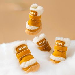 Apparel Autumn and Winter Pet Cotton Shoes Thickened Cotton Padded Warm NonSlip a Set of 4 Teddy Bichon Small Dogs Dog Shoes