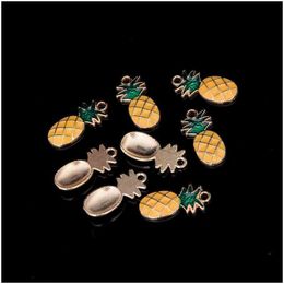 Charms 100 Pcs S Pineapple Pendant For Necklace Bracelet Fresh Oil Ananas Diy Making Parts Drop Delivery Jewellery Findings Components Dhl8Q
