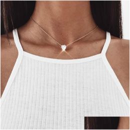 Pendant Necklaces Womens Statement Fashion Crystal Heart Necklace Female Short Gold Chain Charm Jewelry Gift Drop Delivery Pendants Dhpy5