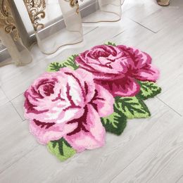 Carpets Home Decorative 3D Rose Carpet For Bathroom Rug Livingroom Kitchen Flower Enter Bath Mats Floor Mat Hallway Anti-slip